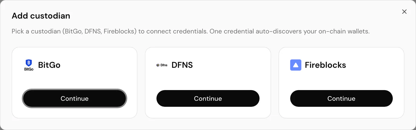 Choosing which custodian to connect