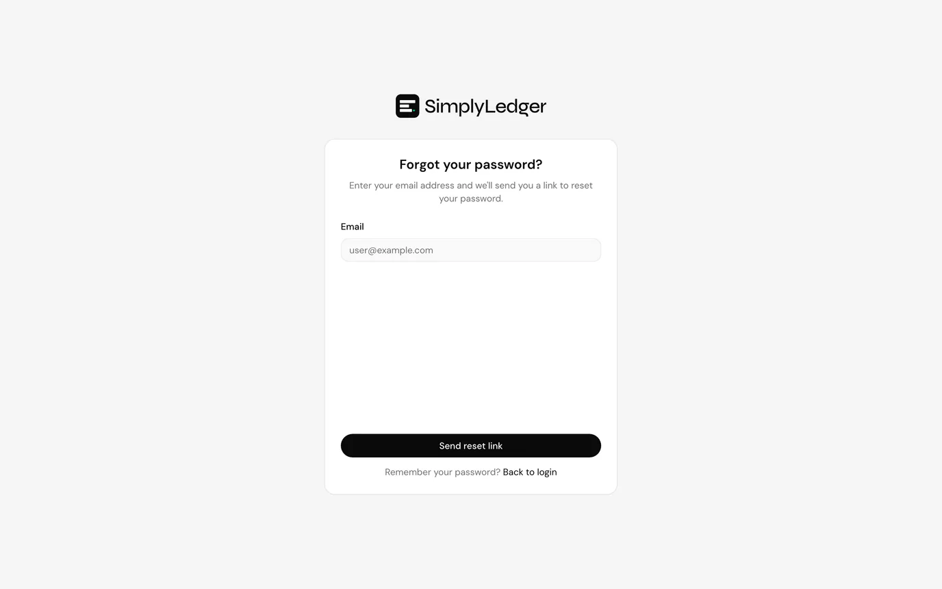 The forgotten password screen
