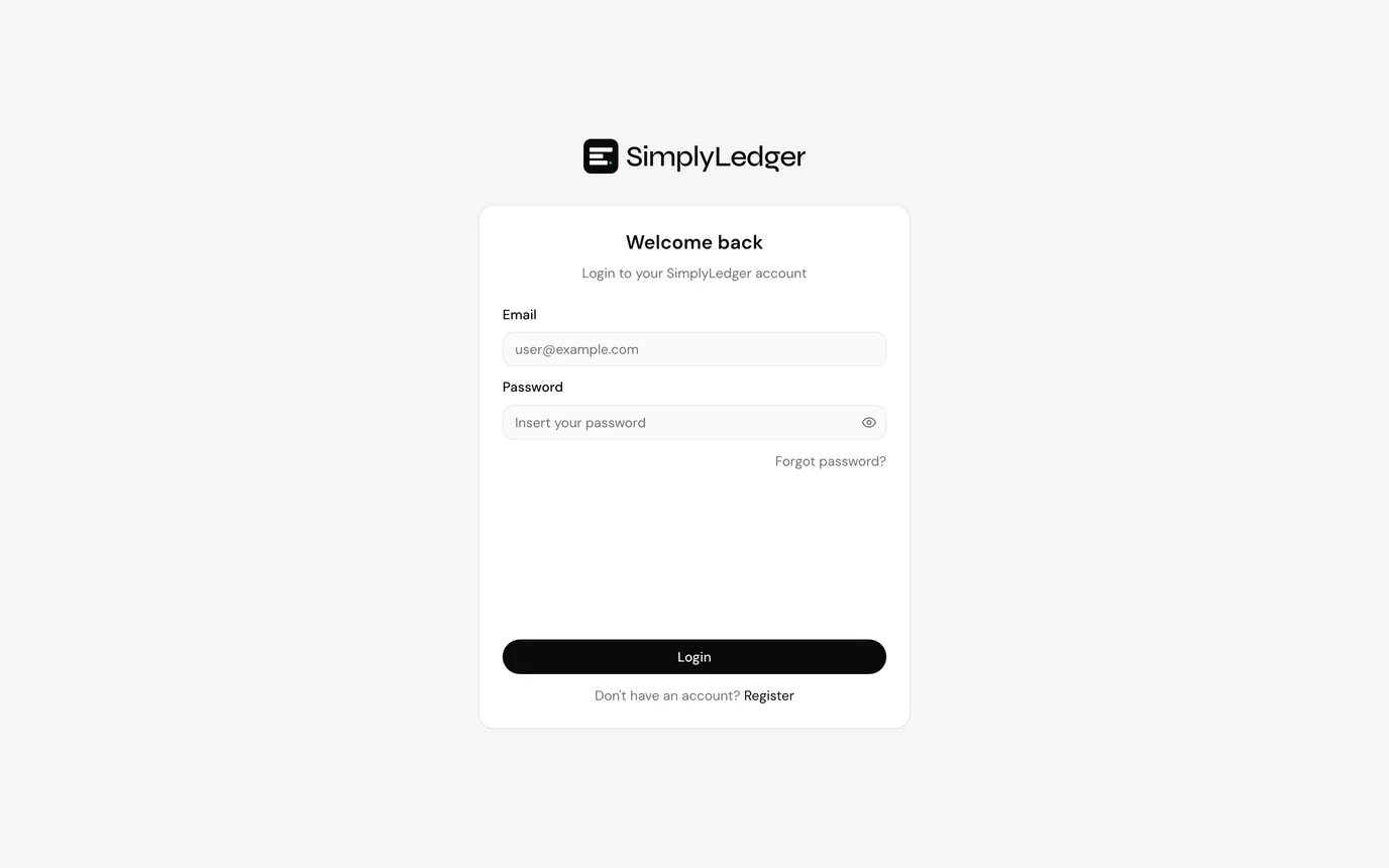 The SimplyLedger sign-in screen