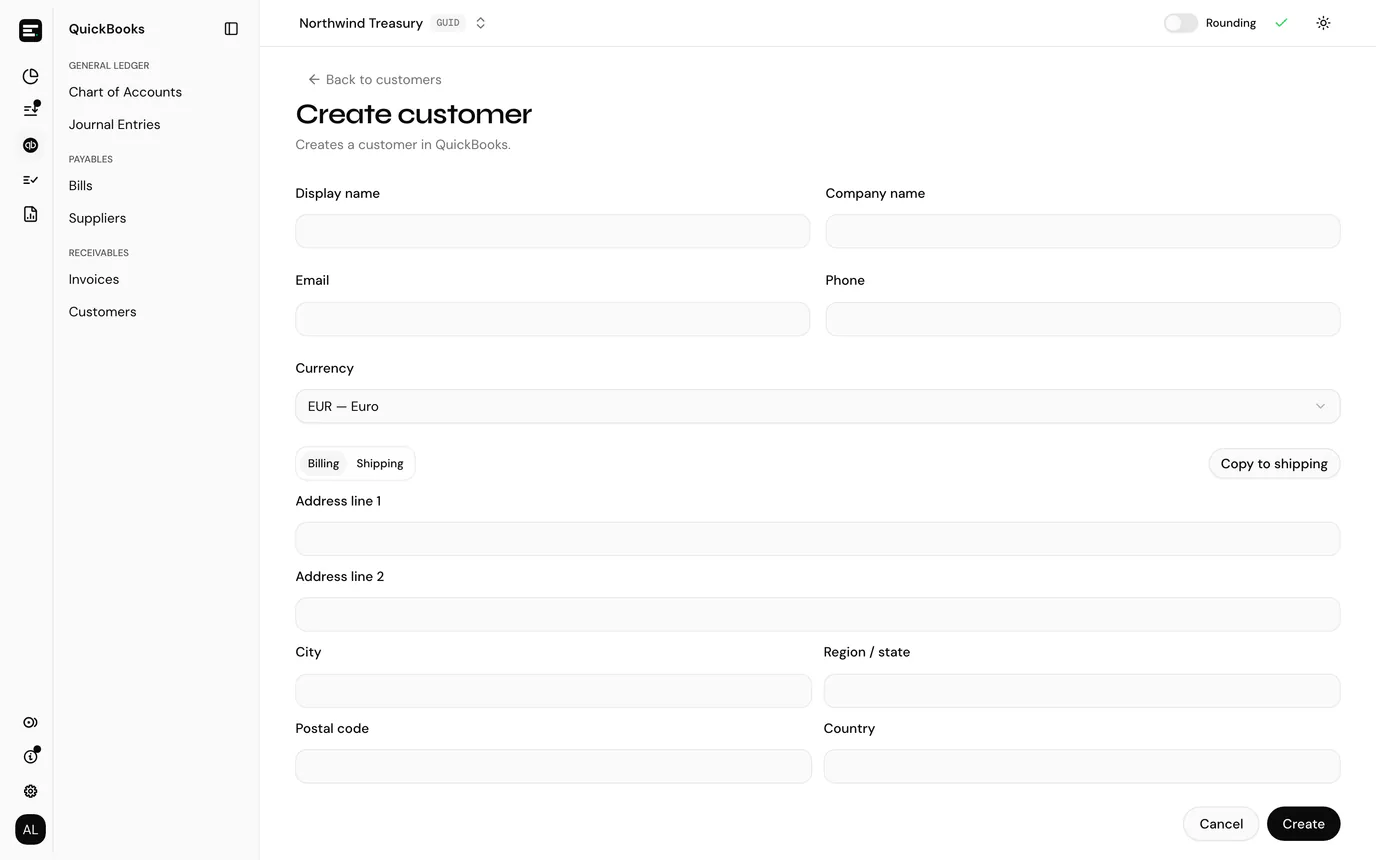 Create customer form