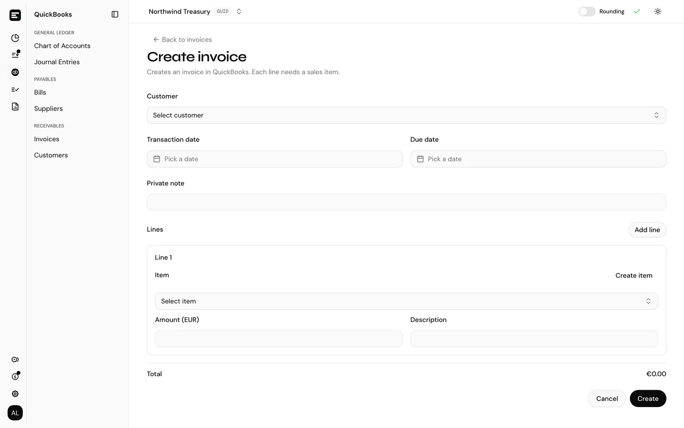 Create invoice form