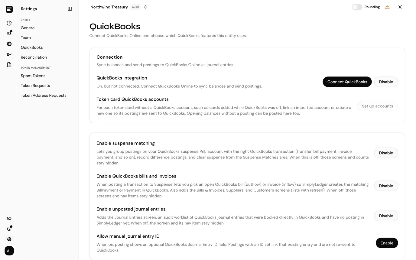 QuickBooks settings