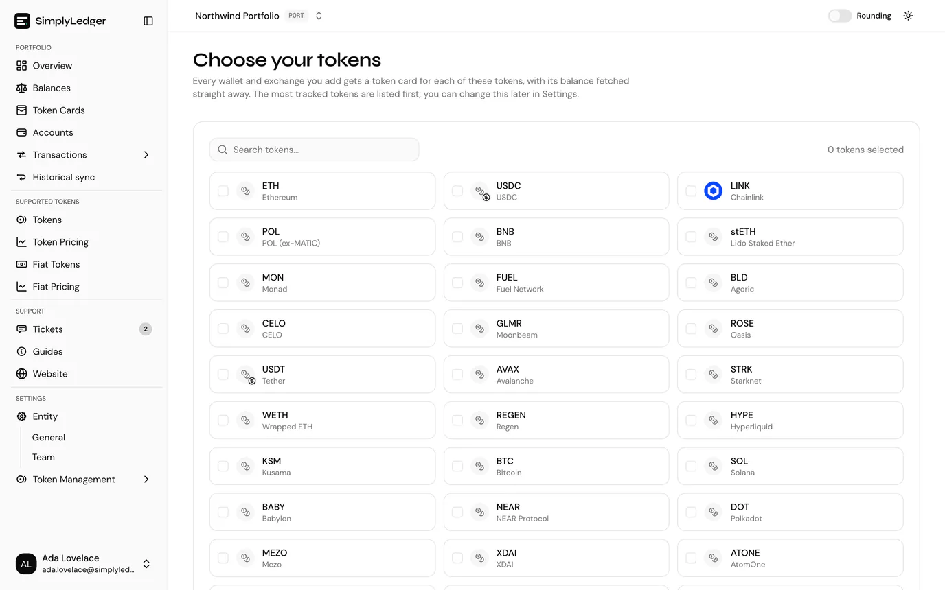 Choosing the tokens to track