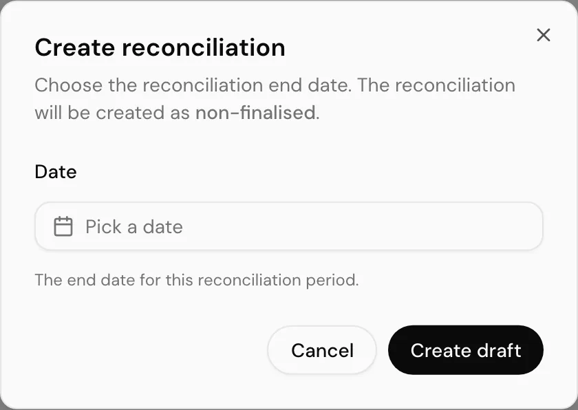 Choosing the reconciliation closing date