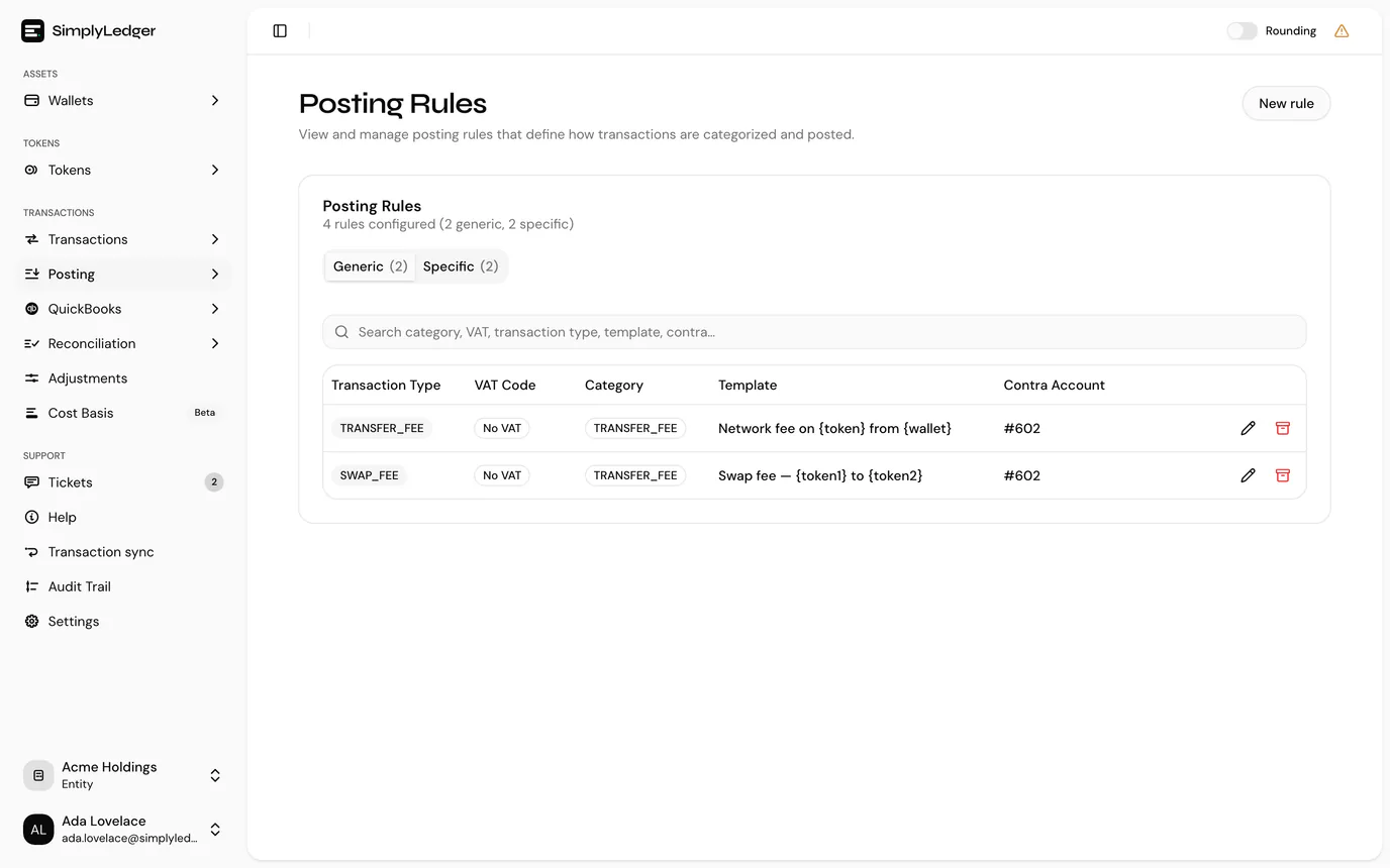 Posting rules, split into generic and specific