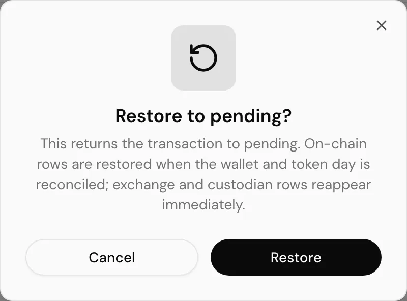 Confirming a restore