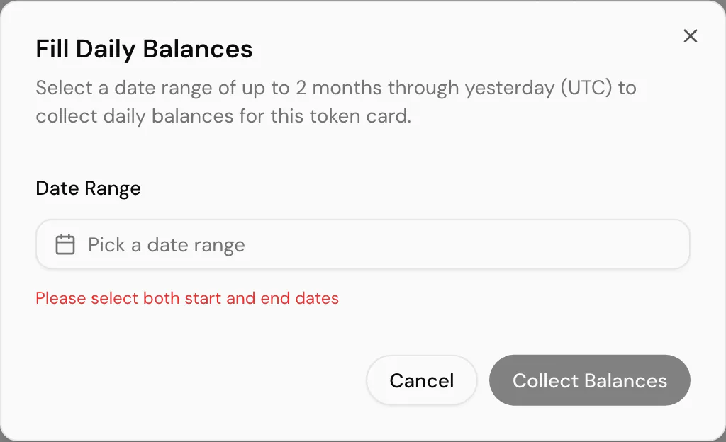 Filling historical daily balances